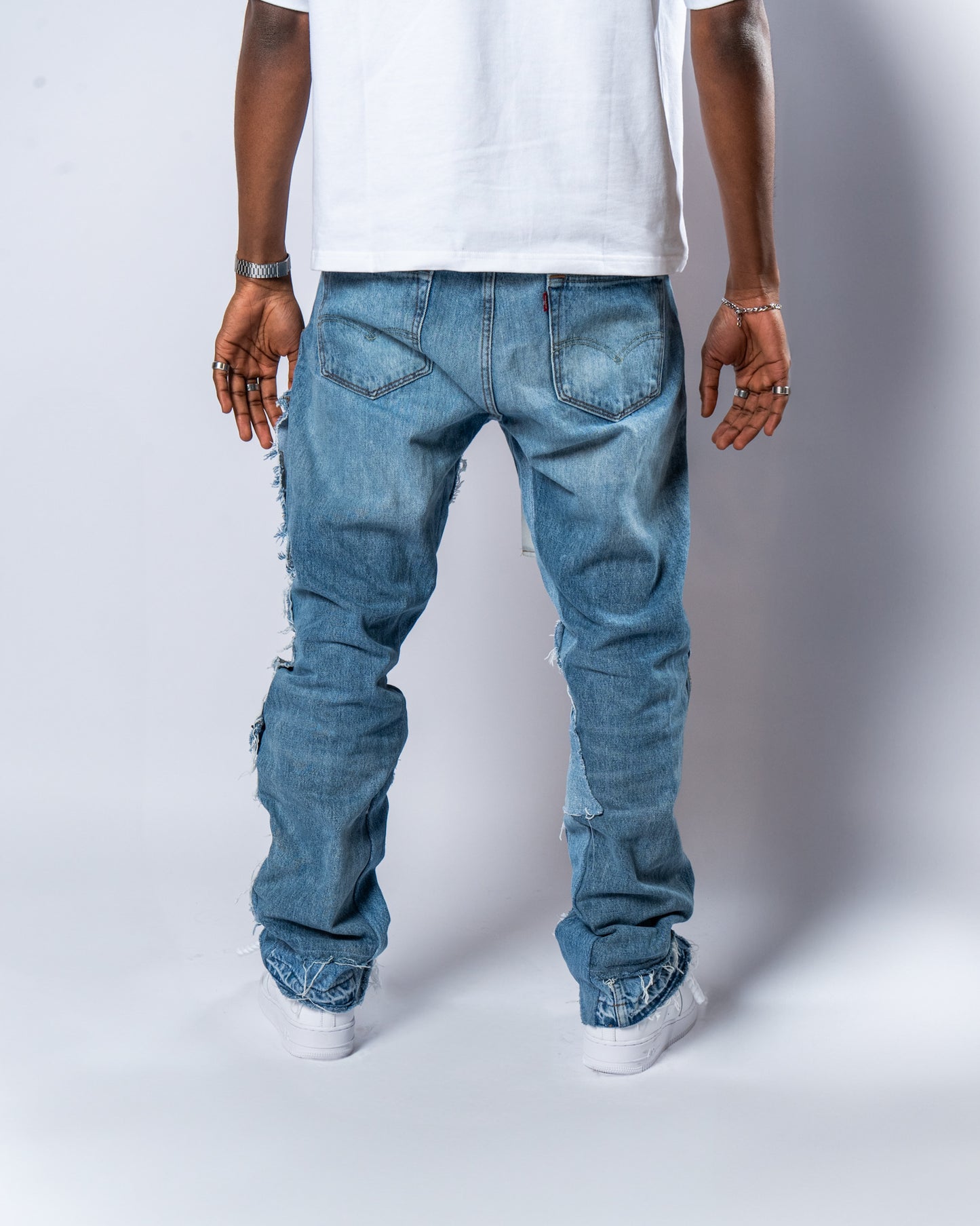DENIM PATCHWORK JEANS (UNISEX) W43(cm)