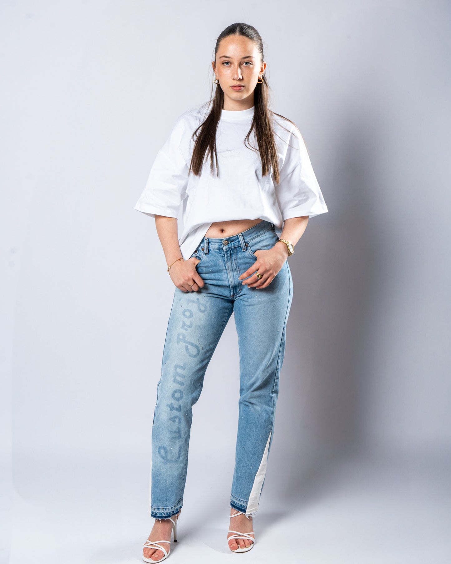 DENIM FLARED JEANS WOMAN W36(cm)