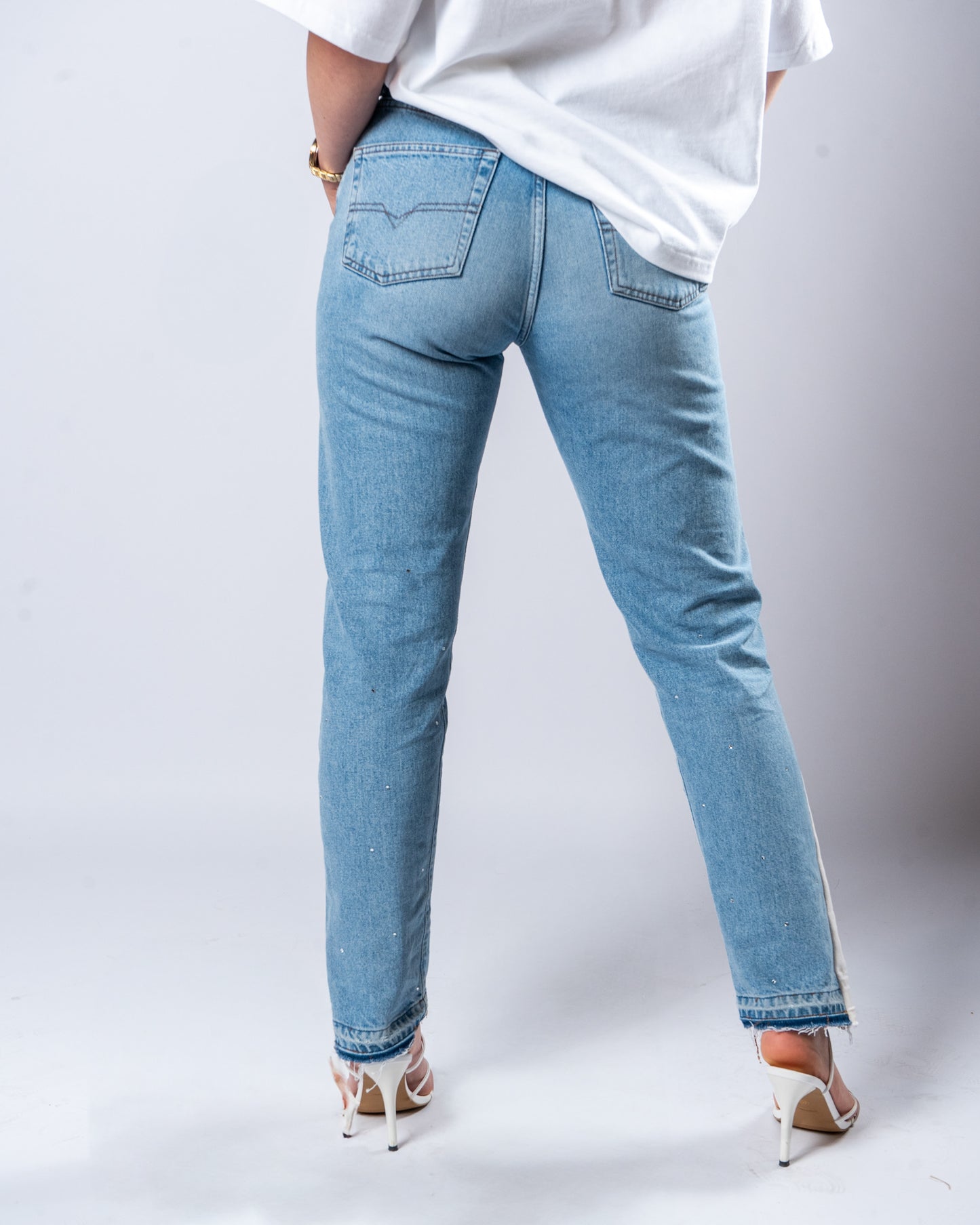 DENIM FLARED JEANS WOMAN W36(cm)