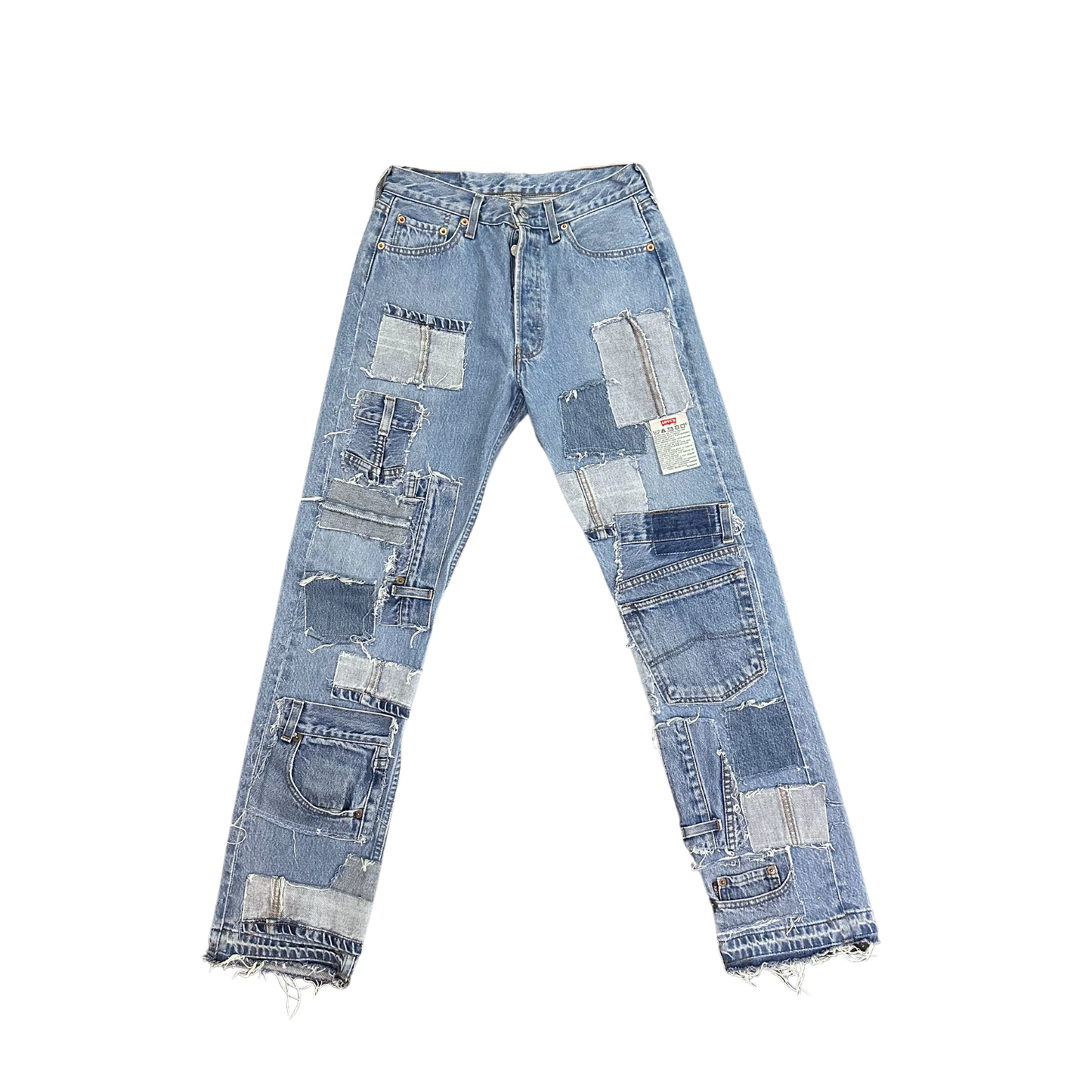 DENIM PATCHWORK JEANS (UNISEX) W34(cm)