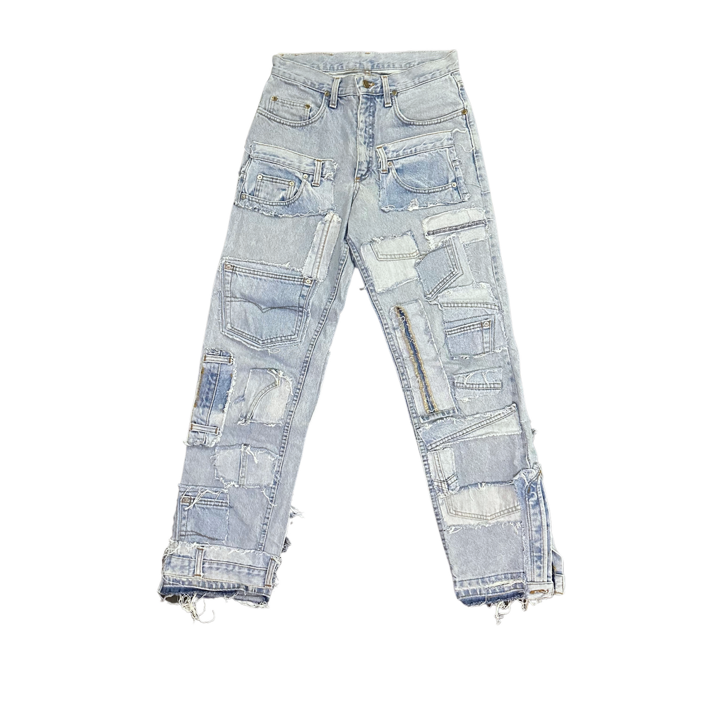 DENIM PATCH WORK JEANS (UNISEX) W37(cm)
