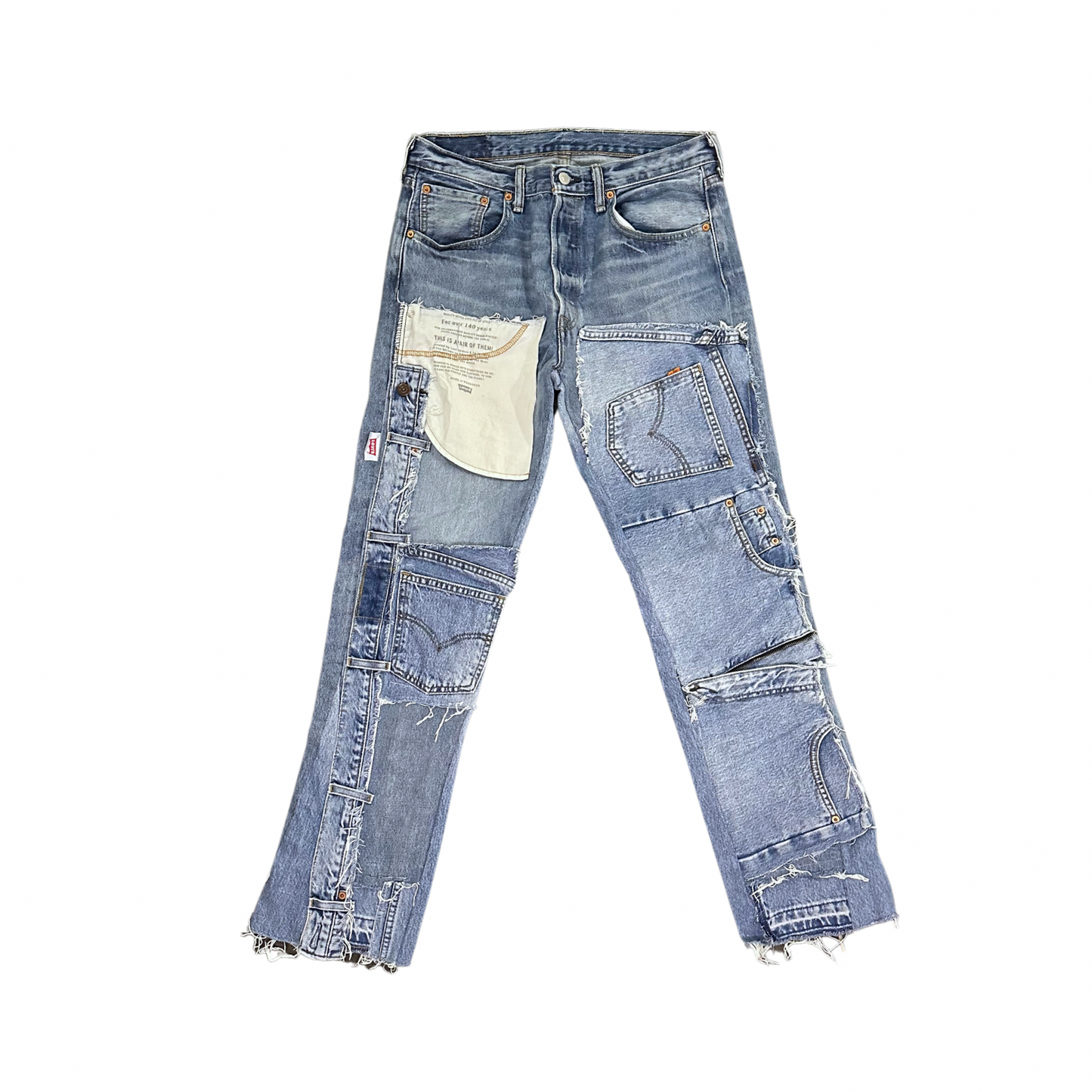 DENIM PATCHWORK JEANS (UNISEX) W43(cm)