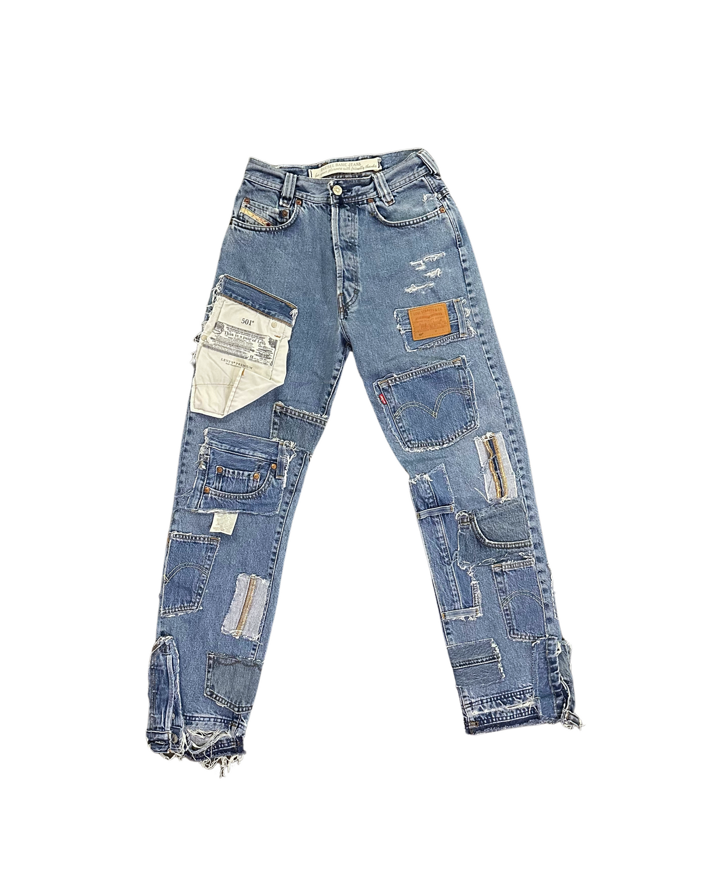 DENIM PATCHWORK JEANS WOMAN W33(cm)