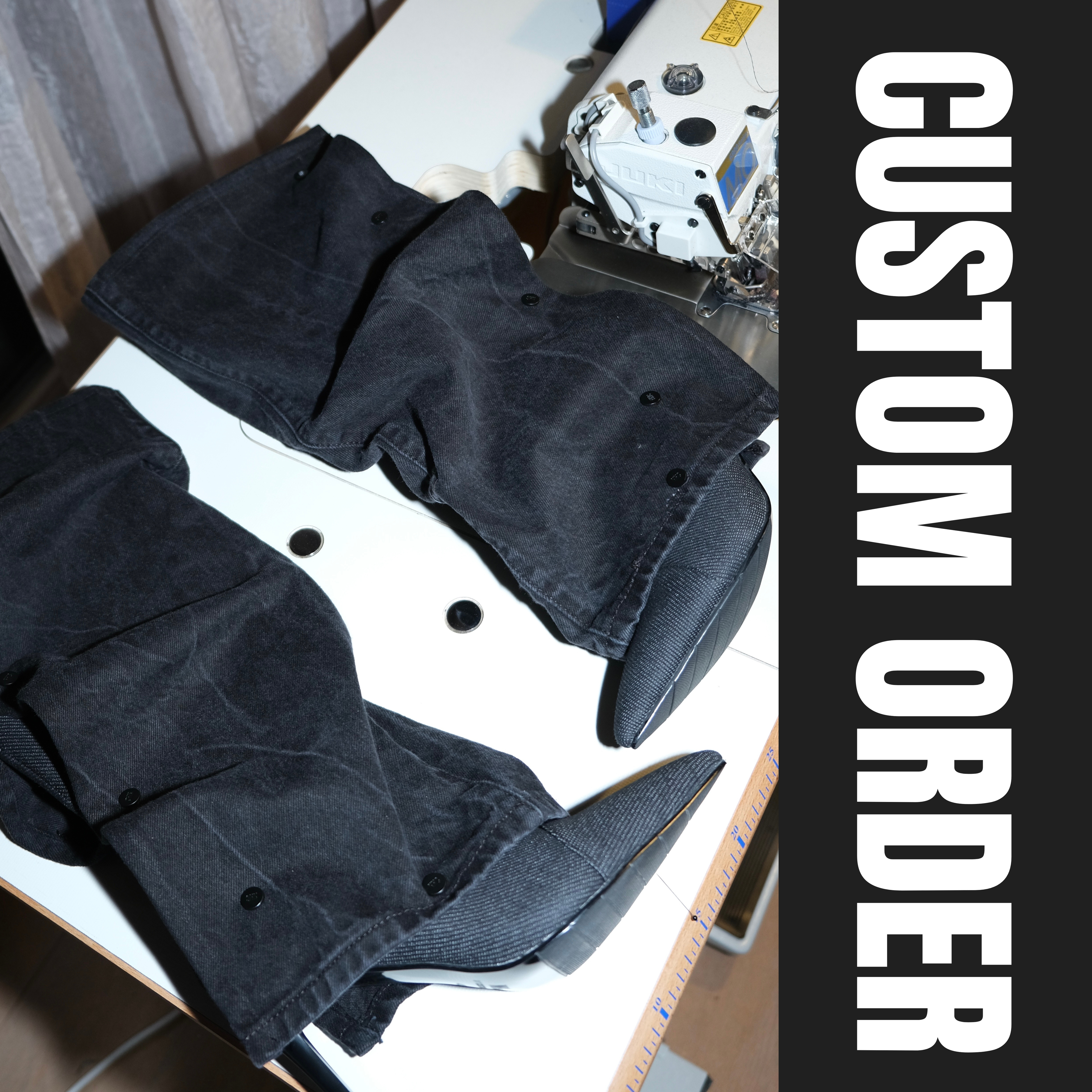 BLACK BUTTON UP DENIM BOOTS