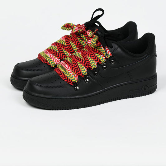 BLACK Flat lace AF1 MULTI COLOUR