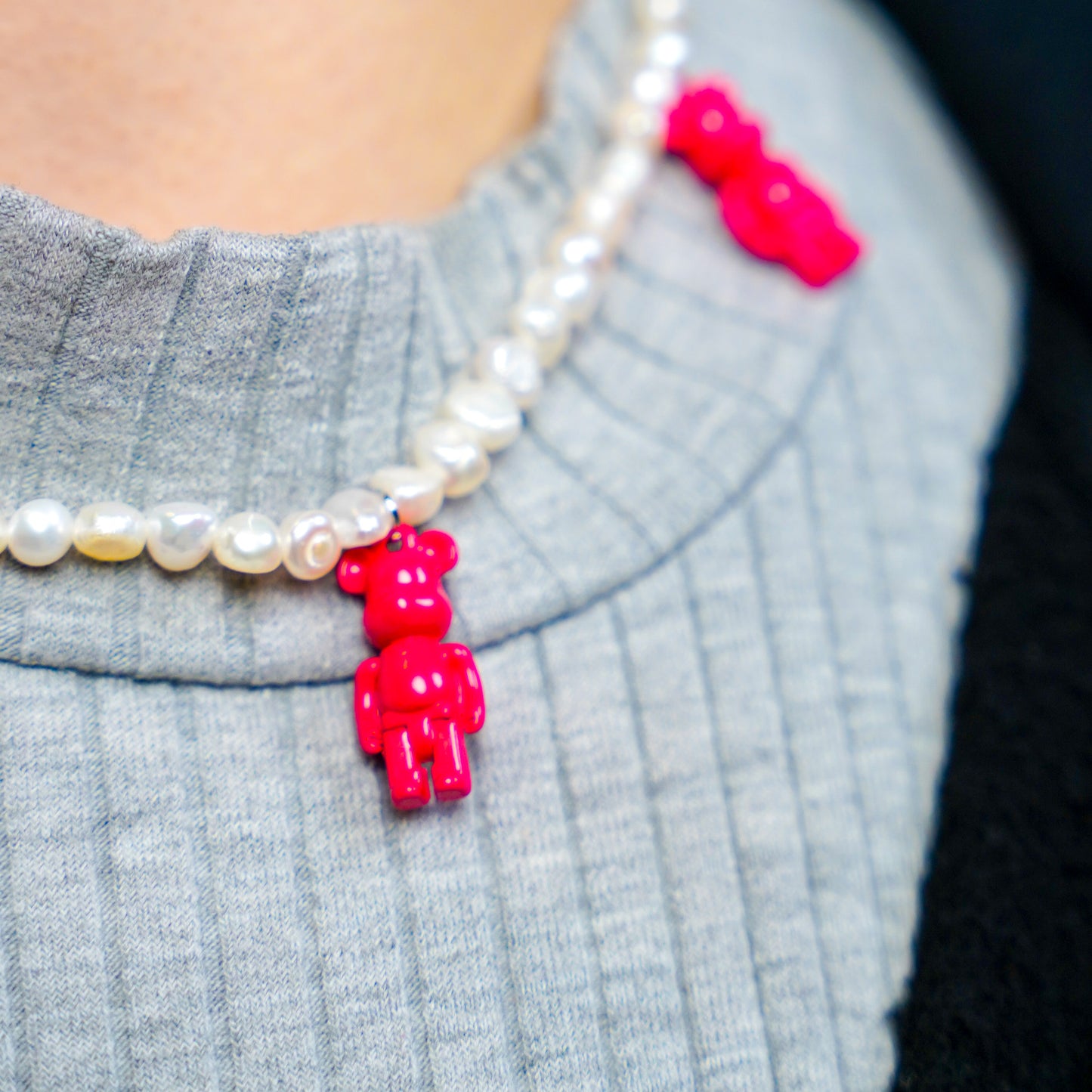 Bearbrick necklace pink