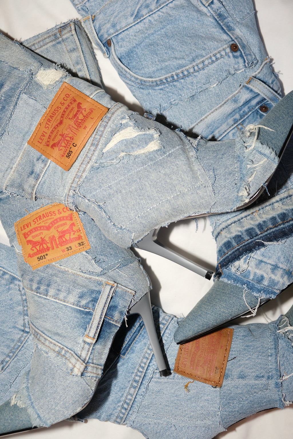 CUSTOM BLUE PATCH WORK DENIM BOOTS