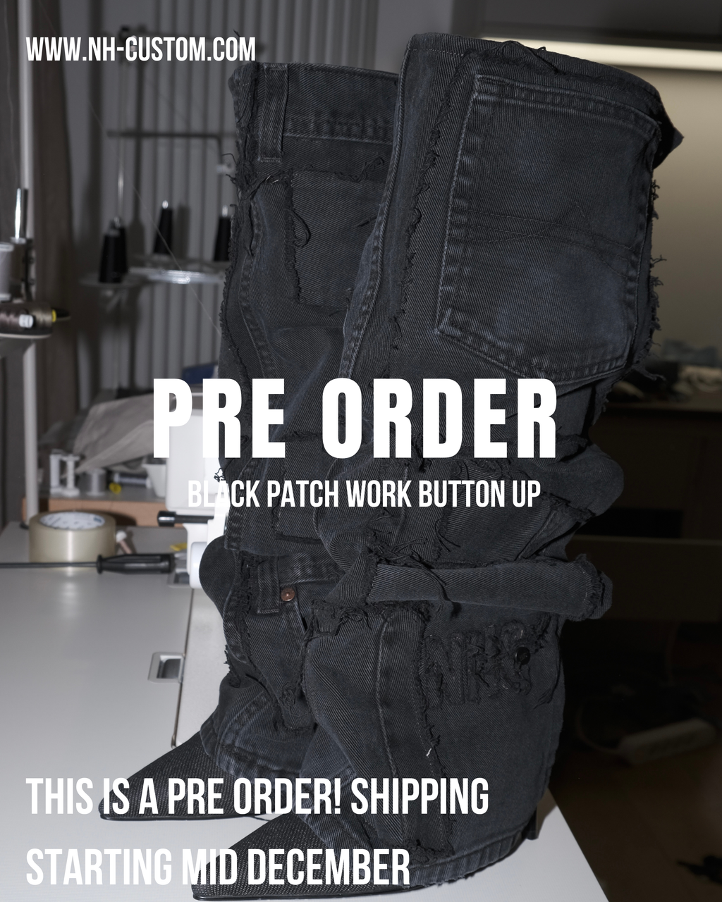 BLACK BUTTON UP PATCH WORK BOOTS