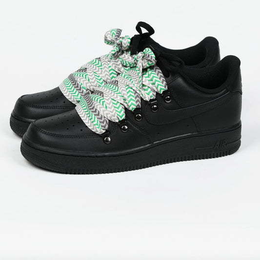 BLACK Flat lace AF1 GREEN