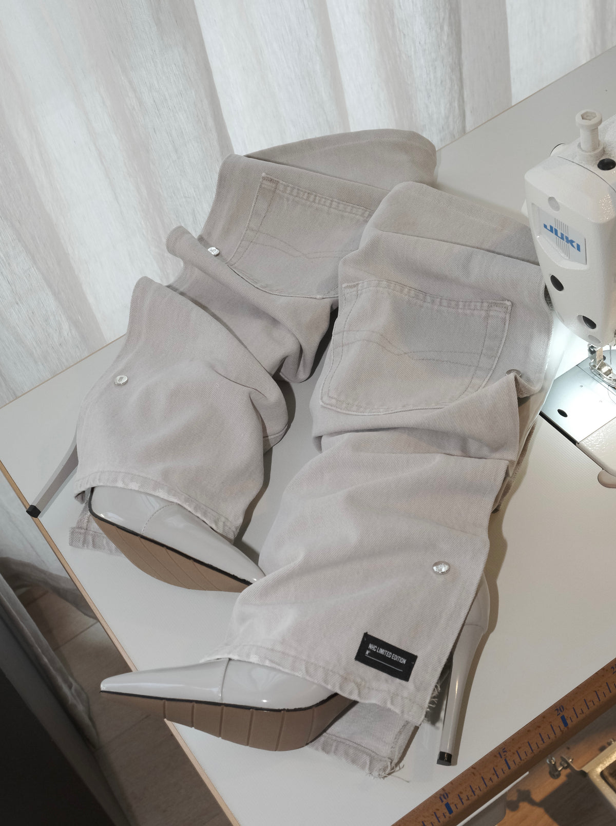 GREY BUTTON UP DENIM BOOTS + long sleeve