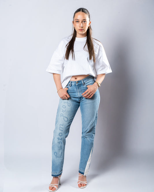 DENIM FLARED JEANS WOMAN W36(cm)