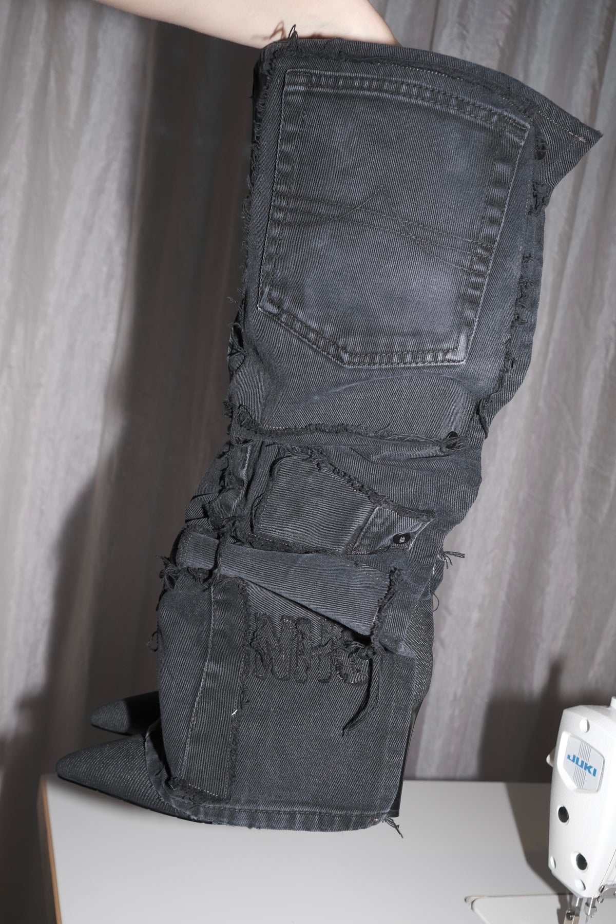 BLACK BUTTON UP PATCH WORK BOOTS