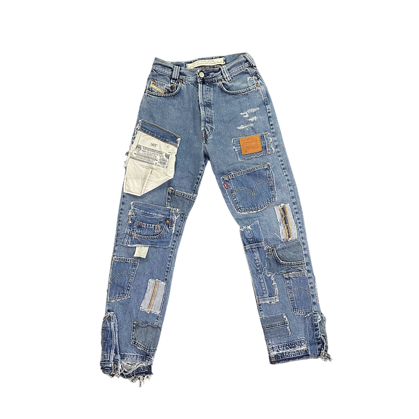 DENIM PATCHWORK JEANS WOMAN W33(cm)