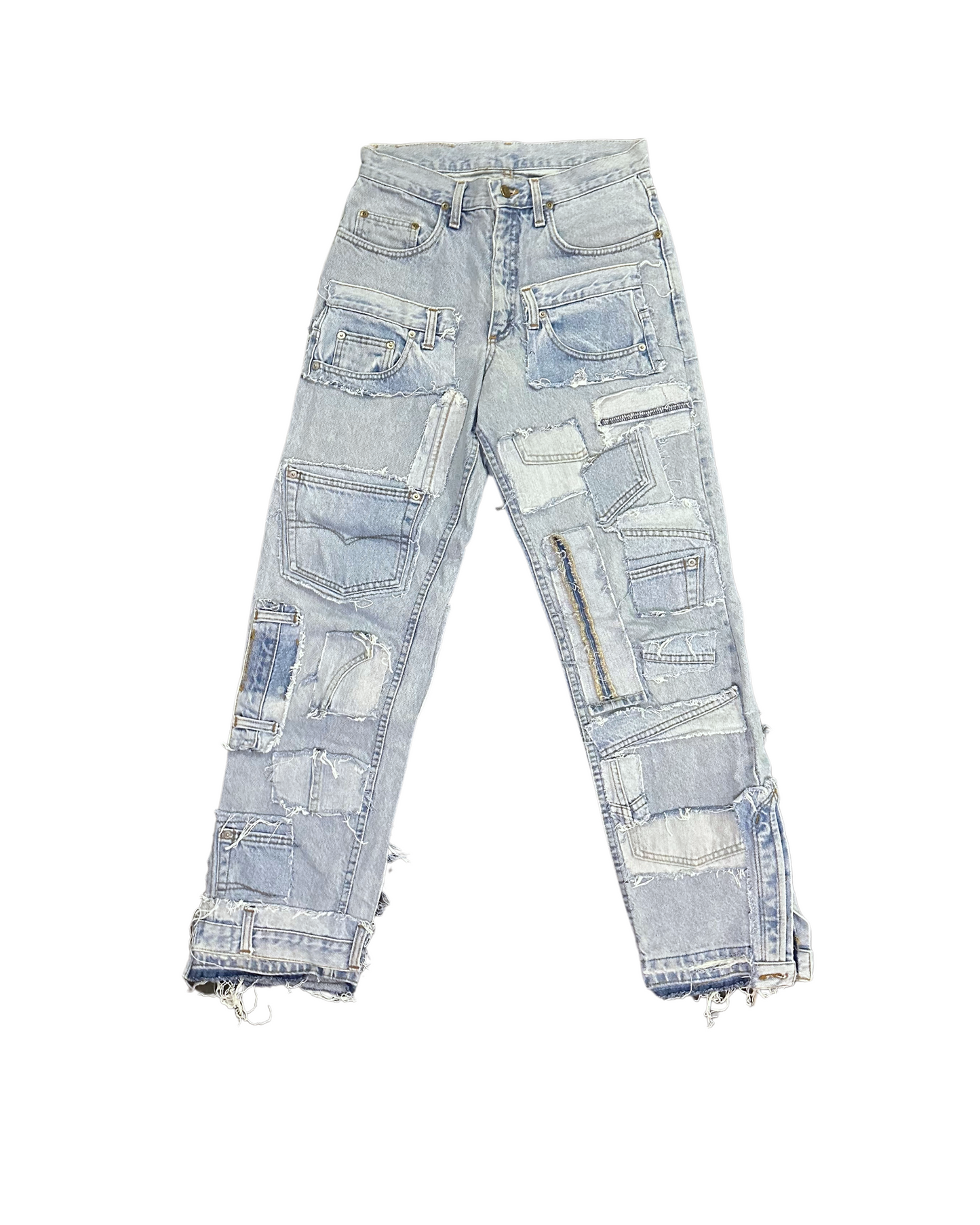 DENIM PATCH WORK JEANS (UNISEX) W37(cm)