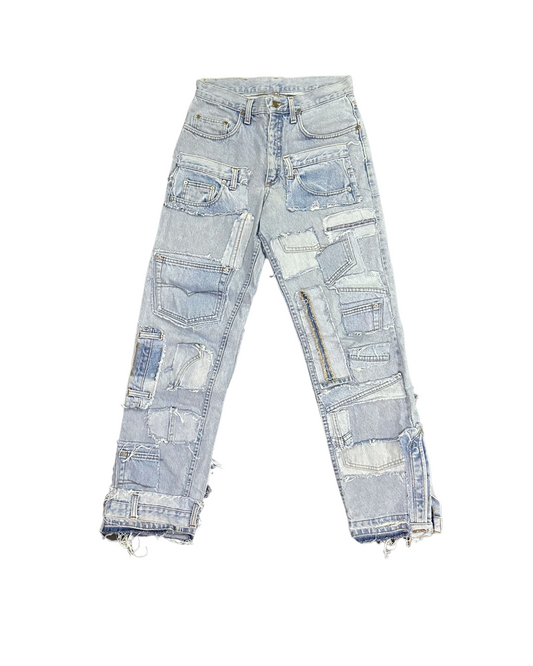 DENIM PATCH WORK JEANS (UNISEX) W37(cm)