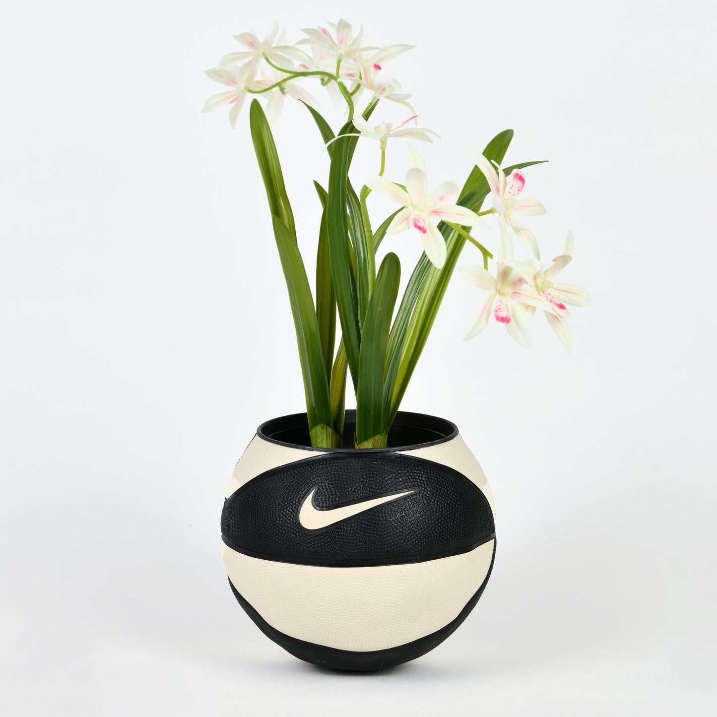 Black/white basketball planter