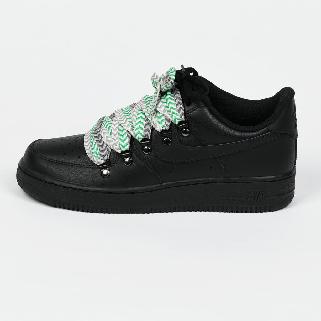 BLACK Flat lace AF1 GREEN