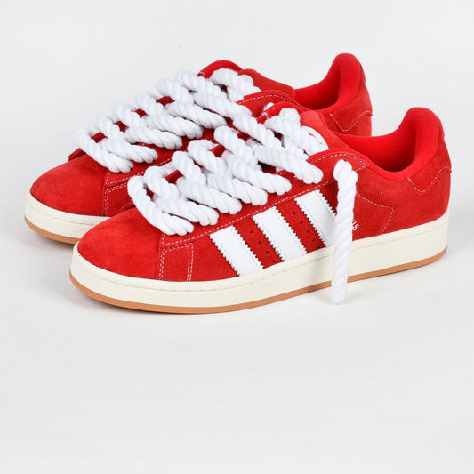 Red Adidas Campus 00 rope laced WHITE