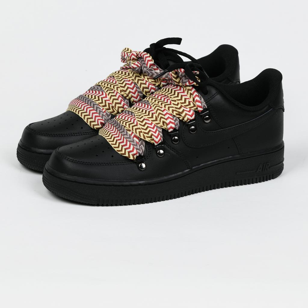 BLACK Flat lace AF1 MULTI COLOUR